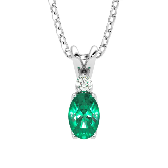 Fiore Necklace Platinum Oval Emerald